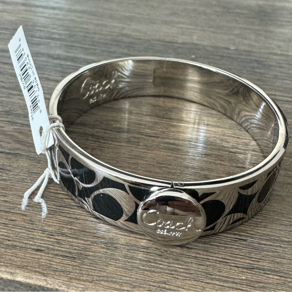 Coach bangle bracelet, black and silver!! New